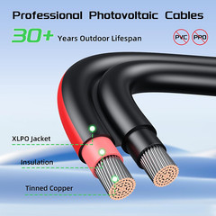 50Ft 10AWG Solar Panel Extension Cable, 6Mm² Twin Wire Conductor Parallel Solar