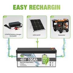 48V 100Ah Lifepo4 Lithium Battery 200A BMS Boat Golf Cart Solar VAN RV EV Camper