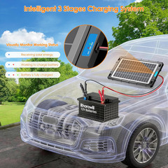 8W 12V Solar Battery Charger & Maintainer, Waterproof Solar Panel Trickle Chargi