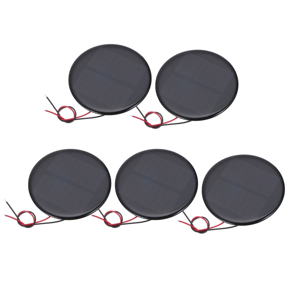 5 Pieces Mini Solar Panels 4V 0.52W 130mA for 73mm with 2 Cables
