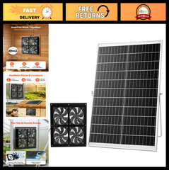 Solar Powered Fan System – 25W Panel, 4 Adjustable Fans, High-Speed 2668 RPM, Id