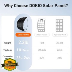 DOKIO 100W 18V Flexible Solar Panel Monocrystalline