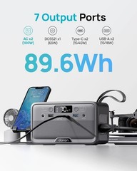 Silent Portable Power Station – 100W Output, 4-Level LED Flashlight Included