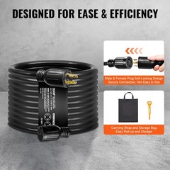 30 Amp Generator Cord and Power Inlet Box Kit, 40 FT, NEMA L14 – 30P/ L14 – 30R