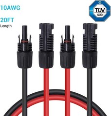 Renogy 20FT 10AWG Solar Panel Extension Cable with Male and Female Connectors, 2