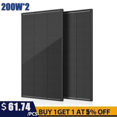 400W (200W*2) 18V Solar Panel N-Type Mono 18BB Roof RV Boat Off-Grid Battery