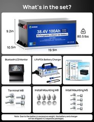 DC HOUSE 36V 100Ah Lifepo4 Lithium Battery with 25A Charger Bluetooth