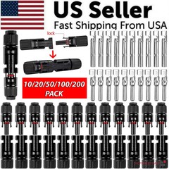 10/2 Pairs Male Female Solar Cable Connectors For DIY Solar Panel US