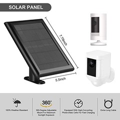 2-Pack 7200mAh Replacement Ring Battery with 5W Solar Panel Charger for Black