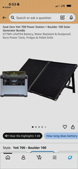 Goal Zero Yeti 700 Portable Power Station + Boulder 100 Solar Panel + 30ft Cable