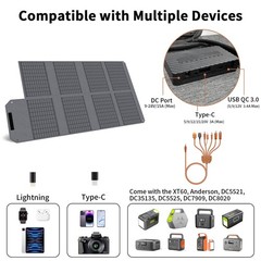 80W Solar Panel DC camping solar charger for Anker SOLIX C300 Power Bank Station