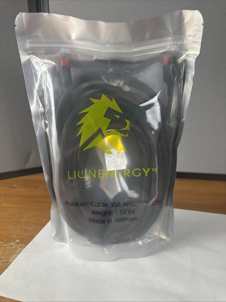 LION ENERGY Solar Power Connector Anderson Cable 25 Ft 30A Nylon Sheath