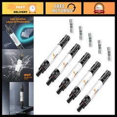 15A Solar Panel Fuse Holder 1000V, PV Inline Connector, Waterproof 5 Pack for So