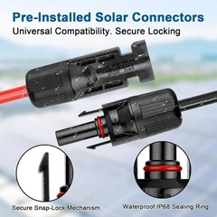 Solar Extension Cable 75FT 10 AWG Tinned Copper Connectors