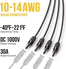 High-Performance Solar Connectors – 1 Pair of M/FFFF & F/MMMM, 18-