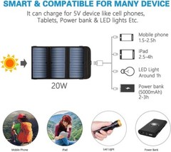 Panel solar portátil 20W cargador solar plegable Cargador De Batería Exterior US