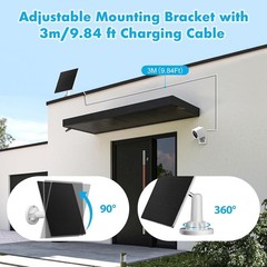 Waterproof Solar Charger for Security Cameras with 9.8 Ft Cable & Adapters