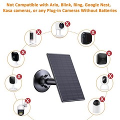 2W USB Solar Panel Charger for Security Cameras, 360° Adjustable Mount – 4 Pack