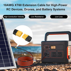 XT60 Extension Cable 50FT, 10AWG Tinned Copper Wire with XT60 Male to Female Con