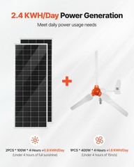 VEVOR 12V 600W Solar Wind Power Kit 2PCS 100W Solar Panels 400W Wind Turbine