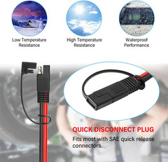 SAE Extension Cable 10 AWG 10FT Heavy Duty Solar Battery Trolling Motor