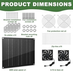 Solar Fan, 30W Solar Powered Fan, Solar Panel Fan Kit, Waterproof Fans Exhaus…
