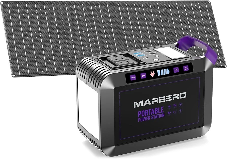 MARBERO 172Wh Portable Solar Generator with 40W Solar Panel, Purple/black