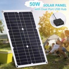 50W Solar Panel Kit 12V Mono Caravan Camping Outdoor Battery Dual USB Charging