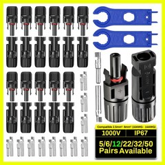 24 PCS Solar Panel Connectors 6/12/22/32/50 Pairs Options 12 Pairs 10AWG 12AW…