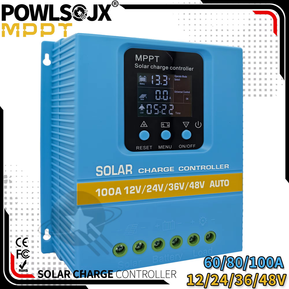 MPPT Solar Charger 60A/80A/100A Selectable, Dual USB & 3-Stage Protection for St