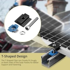 Solar Panel Mid Clamps 30mm/35mm Aluminum Black 10-Piece for Unistrut