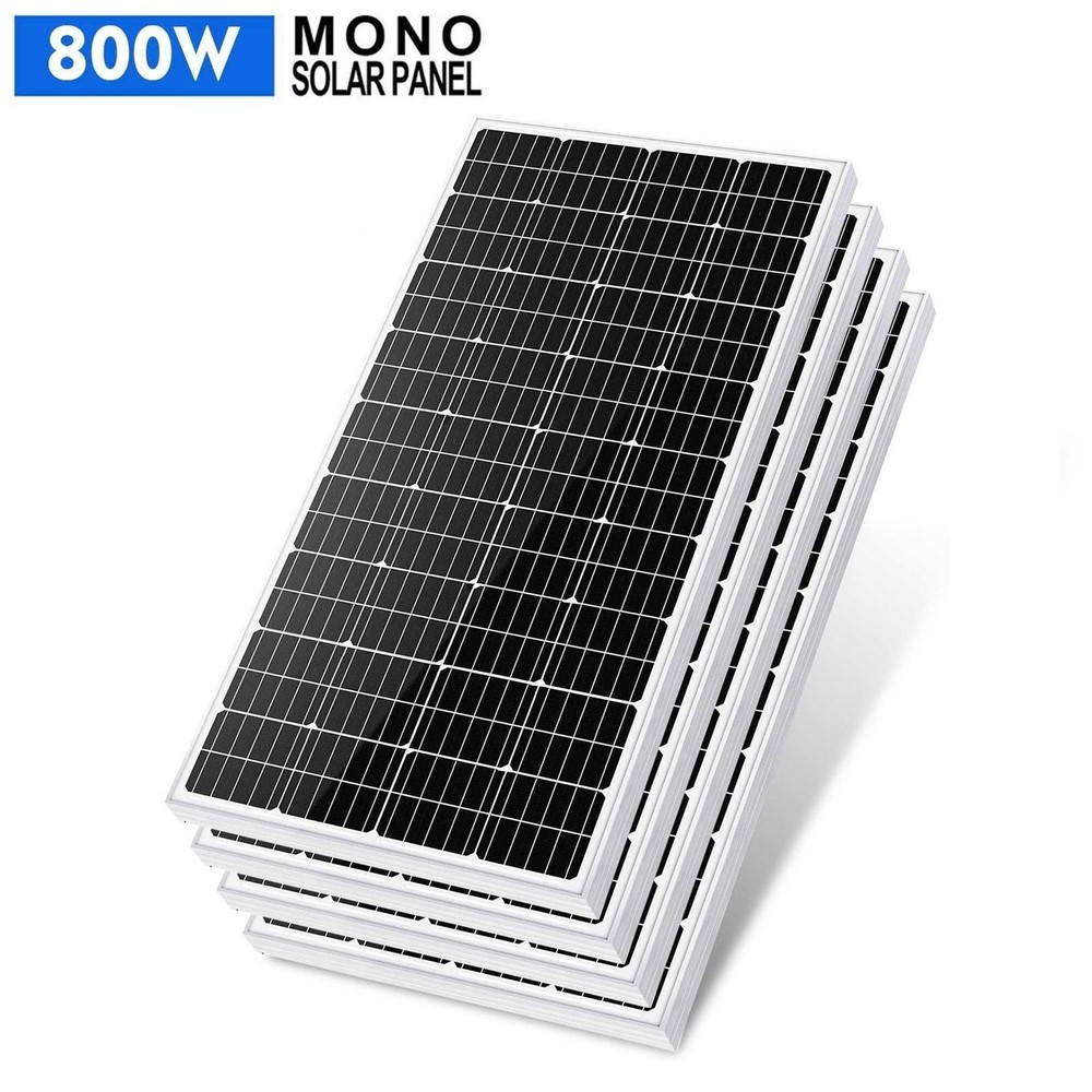 4Pcs 200 Watt Solar Pane Thin Film Monocrystalline Waterproof Home RV Marine