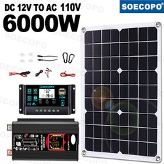 6000W 100A 220V Solar Panel Kit Complete Solar Power Generator Home Grid Syste