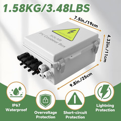 4 String Solar Combiner Box, IP65 Waterproof PV Combiner Box for On/Off Grid Sol