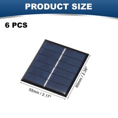 6pcs Mini 3V 0.33W 110mA Solar Panels, Photovoltaic Cells for Power Supply