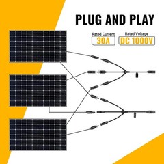 Solar Y Connectors 1-to-3 Parallel 30A DC1000V 2 Pairs
