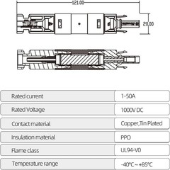 30A Solar in-line Fuse Holder Connector, IP68 1000V Male and Female Connector, f