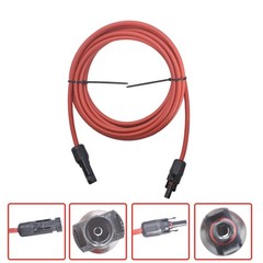 6mm²/10AWG 1 Pair 15ft Black + Red Solar Panel Extension Cable Wire Connector