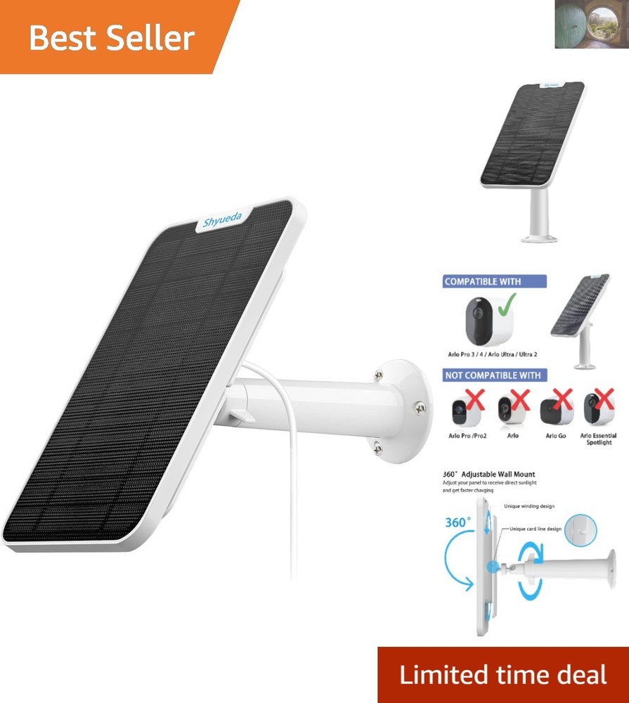 Weatherproof Solar Panel Charger for Arlo Ultra with 13.1ft Charging Cable