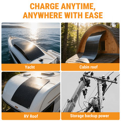 100W Flexible Solar Panel, 23% High-Efficiency Solar Panel Semi-Flexible Panel