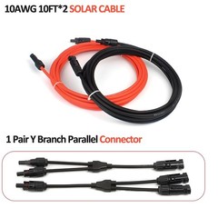 10FT 10AWG Solar Extension Cable with Male and Female Connectors Free