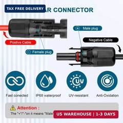 10 AWG Solar Extension Cable 30FT, Flexible Solar Panel Wire with Male to Female