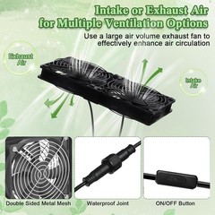 15W Solar Powered Exhaust Fan Kit Waterproof DC for Chicken Coop Shed Greenhouse