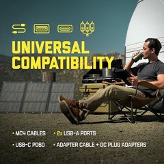 120W Foldable Portable Solar Panel Charger with Kickstands, MC4/PD60 120 Watt