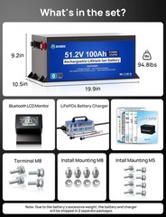 DC HOUSE 48V 100AH Golf Cart Lithium LiFePO4 Battery with 18A Charger Bluetooth