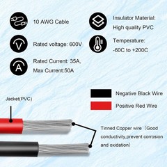 Adapter Cable – 20FT 10AWG Solar Extension Cable for RV Solar Panel Caravan B…