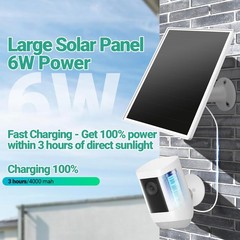 VERVERAY Solar Panel for Ring Camera 6W Solar Charger with USB C & Barrel Plug