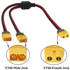 XT60 Y Splitter Cable, 1 Female to 2 Male Connector Adapter, 14AWG XT60 Exten…