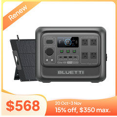 BLUETTI Elite 100 V2 1800W 1024Wh Power Station+200W Solar Panel Kit for Outdoor