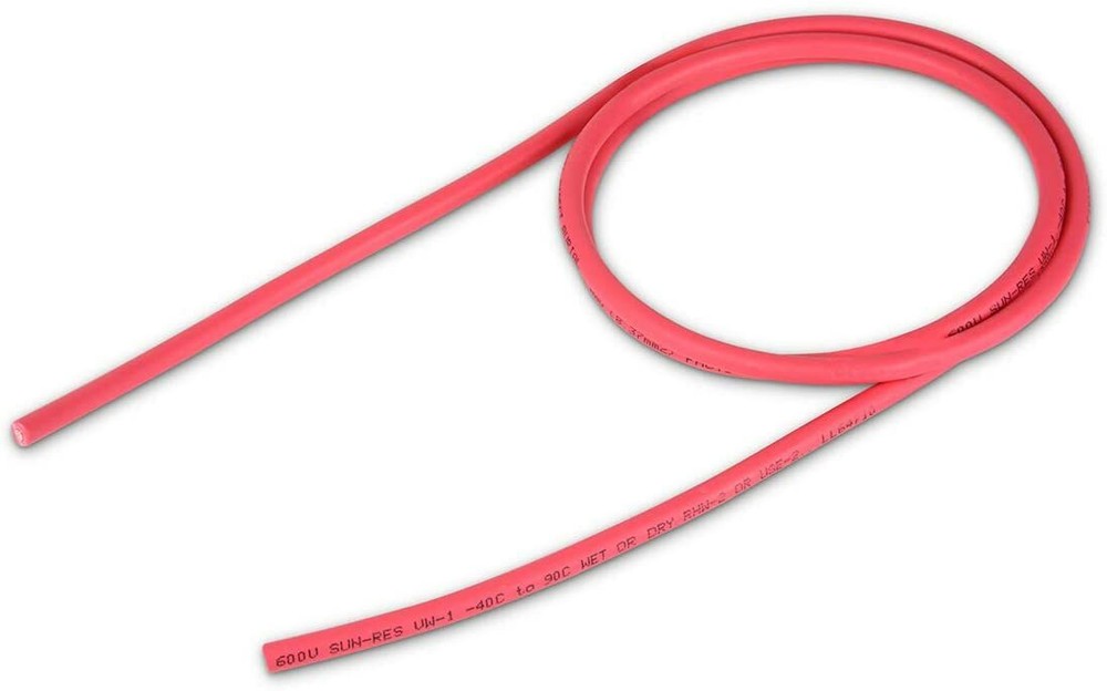 8 AWG Solar Panel Wire 5′ Power Cable UL 4703 Copper MADE IN USA PV Gauge Red